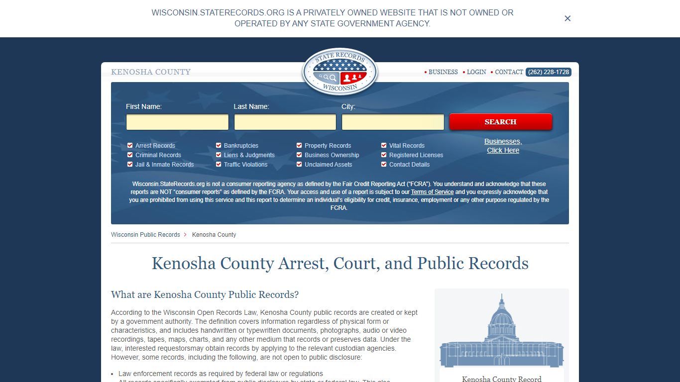 Kenosha County Arrest, Court, and Public Records