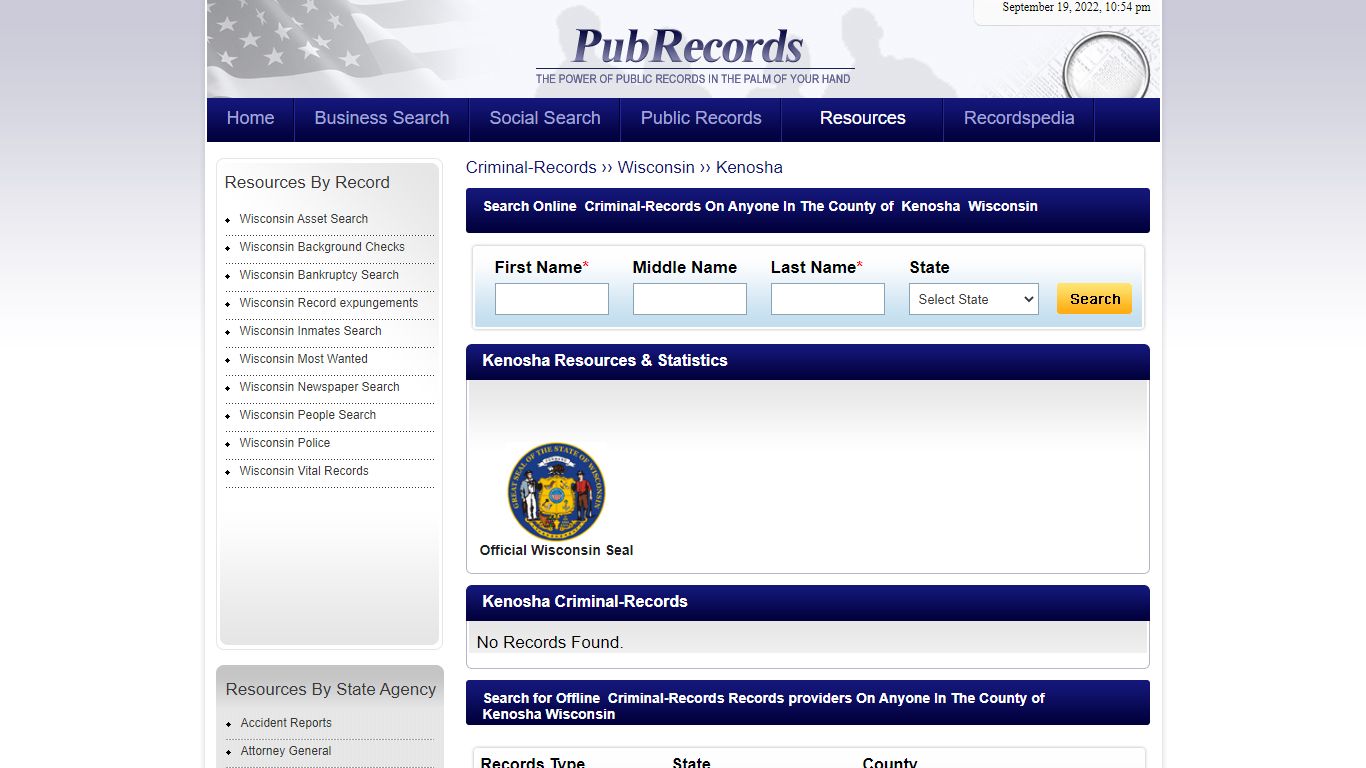 Kenosha County, Wisconsin Criminal Records - Pubrecords.com