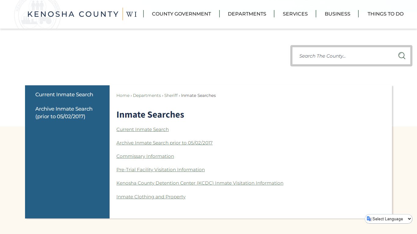 Inmate Searches | Kenosha County, WI - Official Website